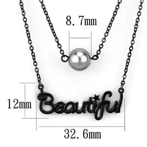 TK2628 - Collier en acier inoxydable IP noir (placage ionique) avec synthétique