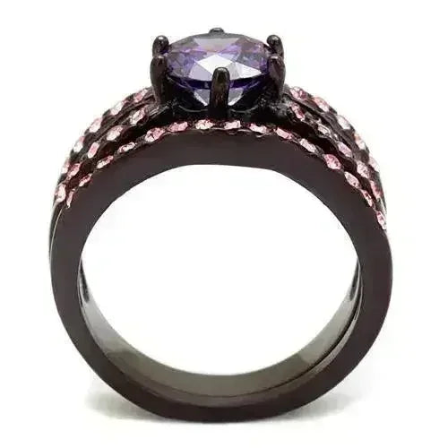 TK2652 - Bague en acier inoxydable IP marron foncé (café IP) avec grade AAA
