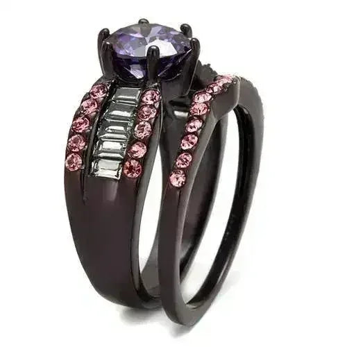 TK2652 - Bague en acier inoxydable IP marron foncé (café IP) avec grade AAA