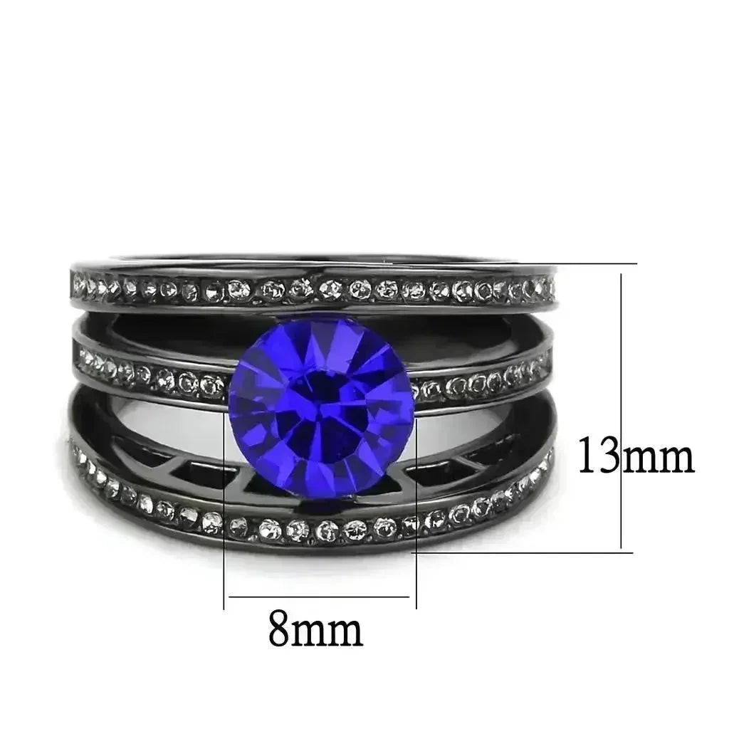 TK3453 - Bague en acier inoxydable noir clair (canon IP) avec finition de qualité supérieure