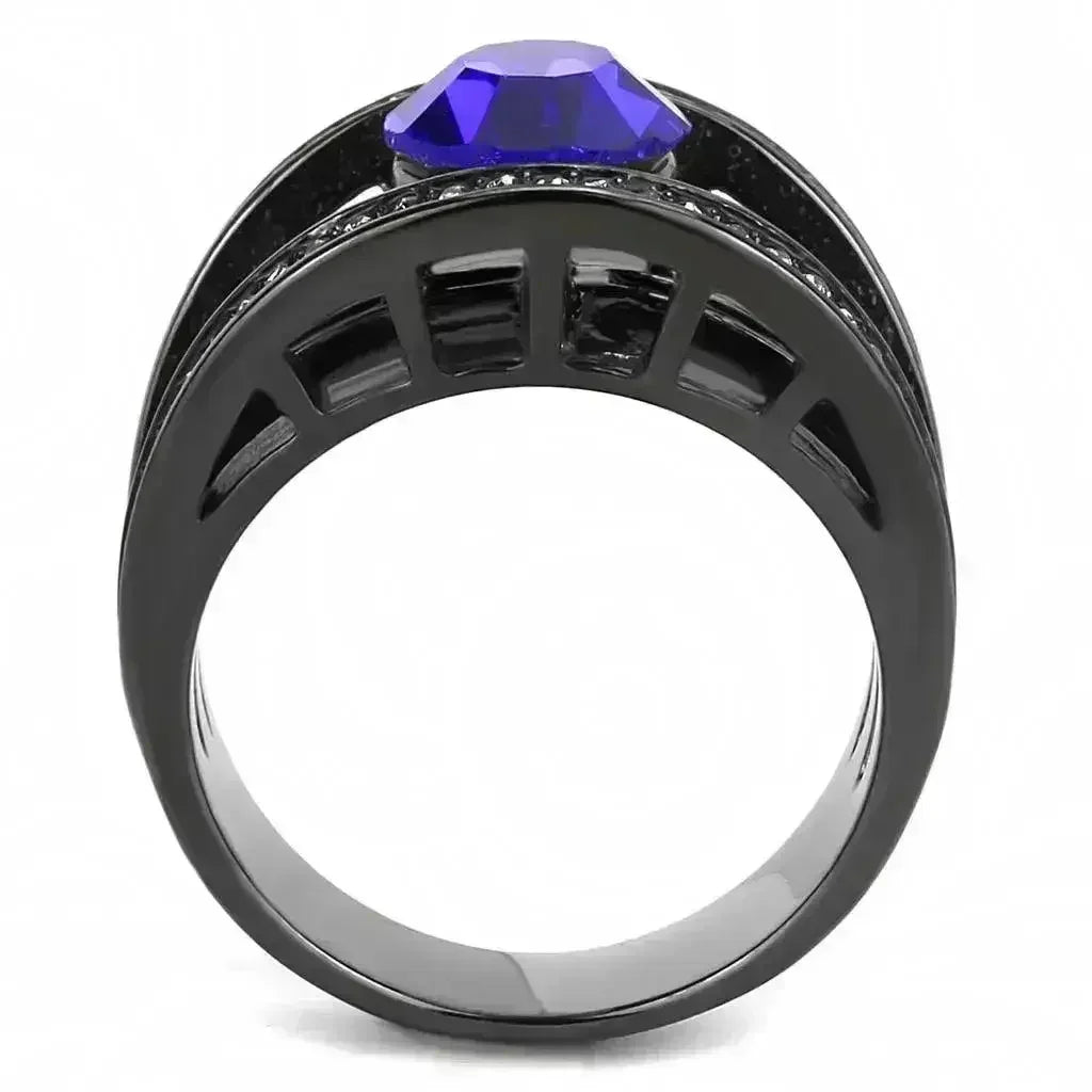 TK3453 - Bague en acier inoxydable noir clair (canon IP) avec finition de qualité supérieure