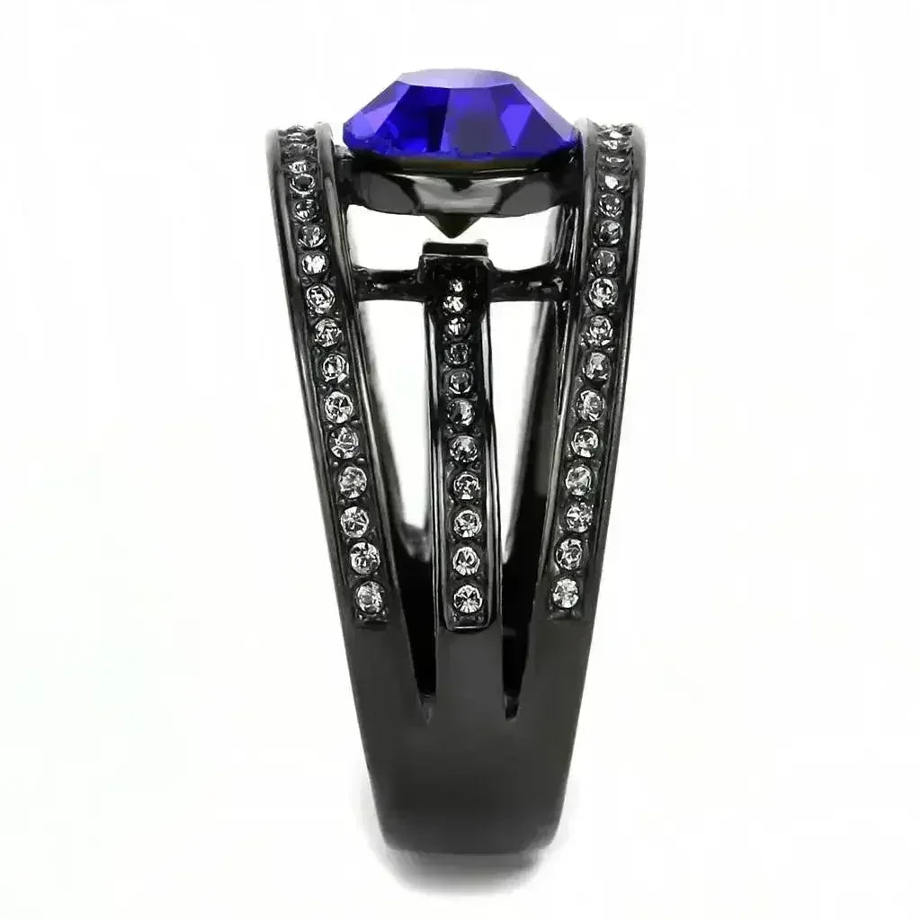 TK3453 - Bague en acier inoxydable noir clair (canon IP) avec finition de qualité supérieure