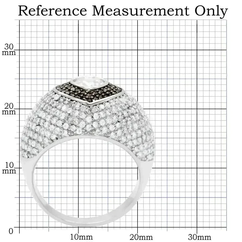 TS022 Bague en argent sterling avec rhodium et ruthénium – Pièce maîtresse en zircone cubique AAA brune