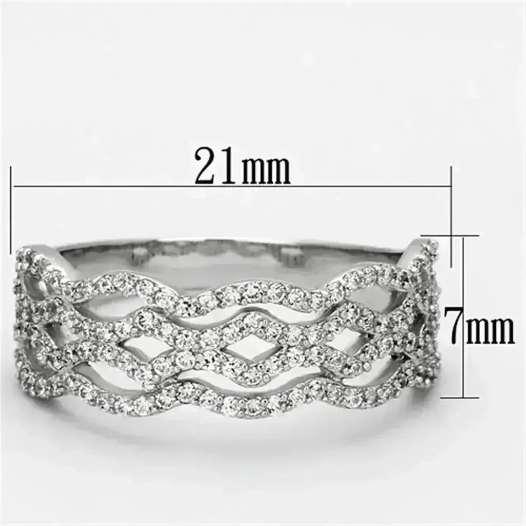 Bague en argent sterling rhodié TS106 – Solitaire CZ transparent AAA