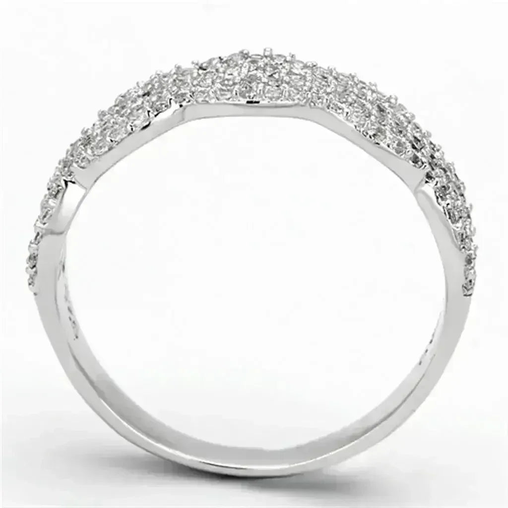 Bague en argent sterling rhodié TS106 – Solitaire CZ transparent AAA