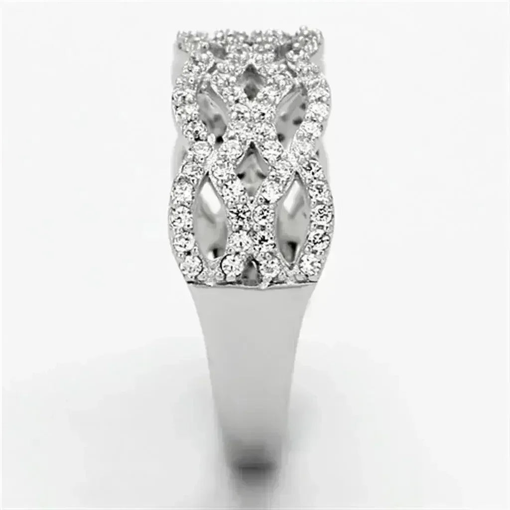 Bague en argent sterling rhodié TS106 – Solitaire CZ transparent AAA