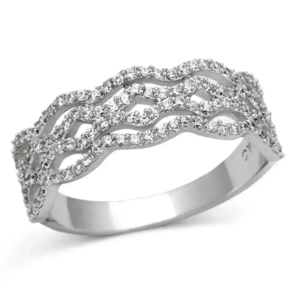 Bague en argent sterling rhodié TS106 – Solitaire CZ transparent AAA
