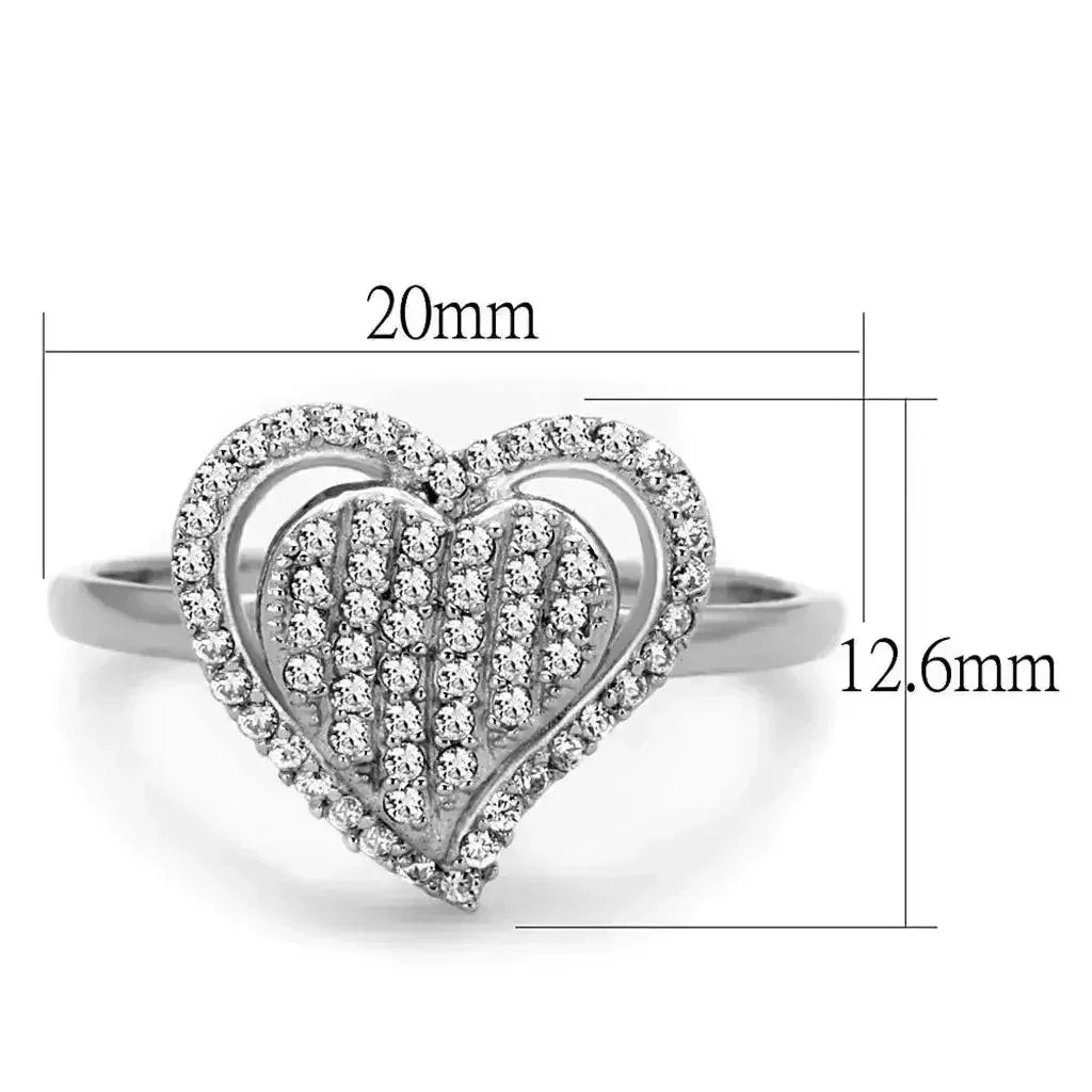 Bague en argent sterling rhodié TS192 – Zircon cubique solitaire transparent AAA