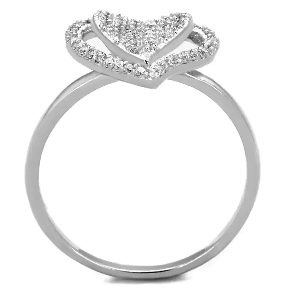 Bague en argent sterling rhodié TS192 – Zircon cubique solitaire transparent AAA