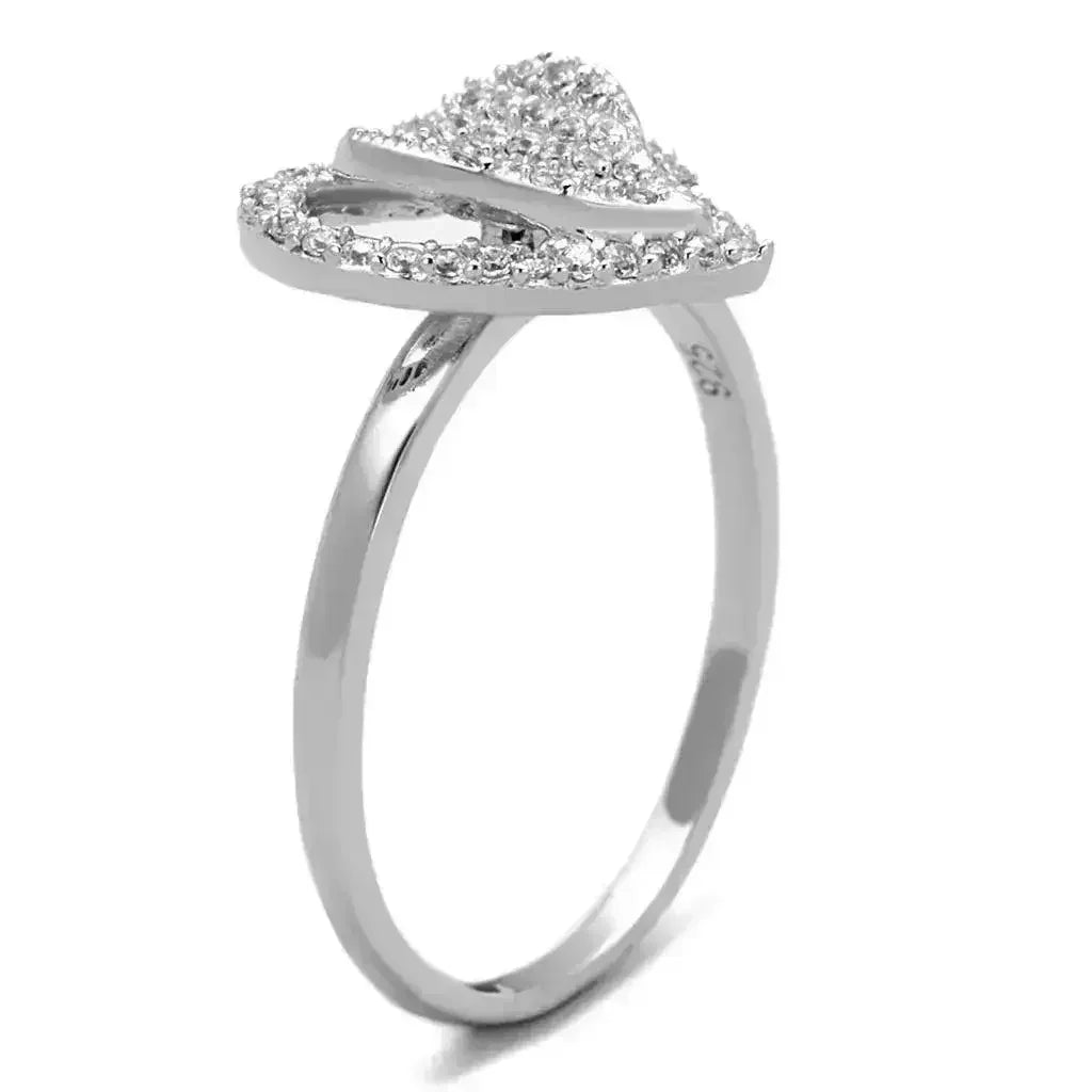 Bague en argent sterling rhodié TS192 – Zircon cubique solitaire transparent AAA