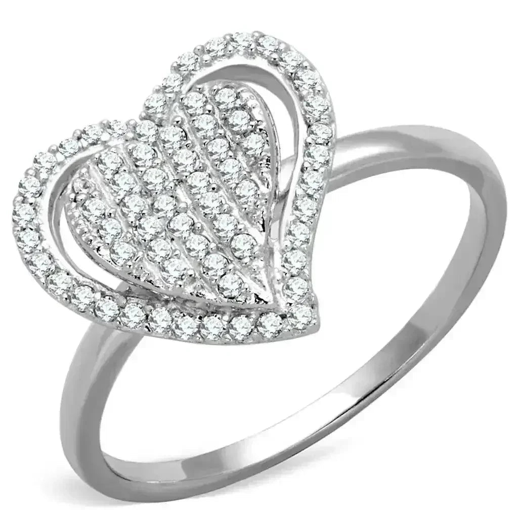 Bague en argent sterling rhodié TS192 – Zircon cubique solitaire transparent AAA