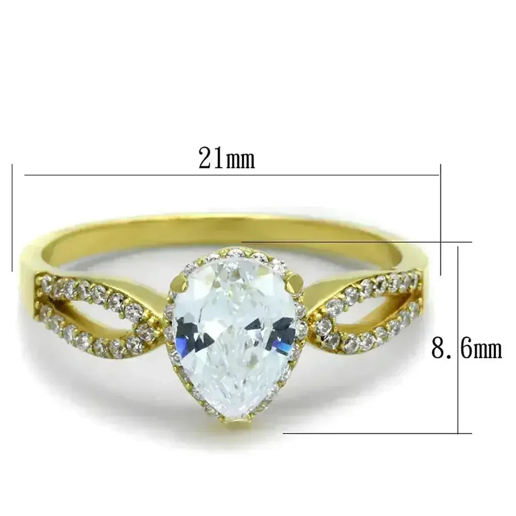 Bague en or et argent sterling TS248 – Solitaire CZ transparent de qualité AAA
