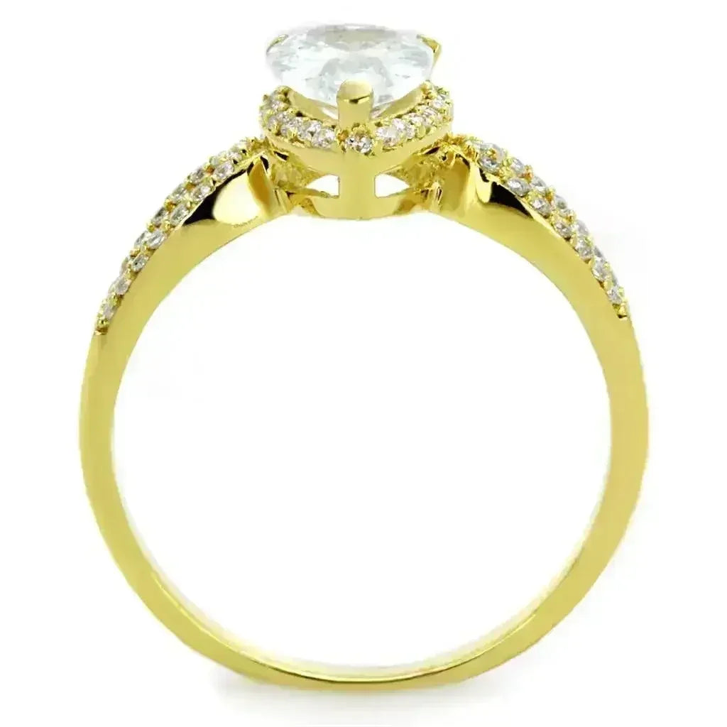 Bague en or et argent sterling TS248 – Solitaire CZ transparent de qualité AAA