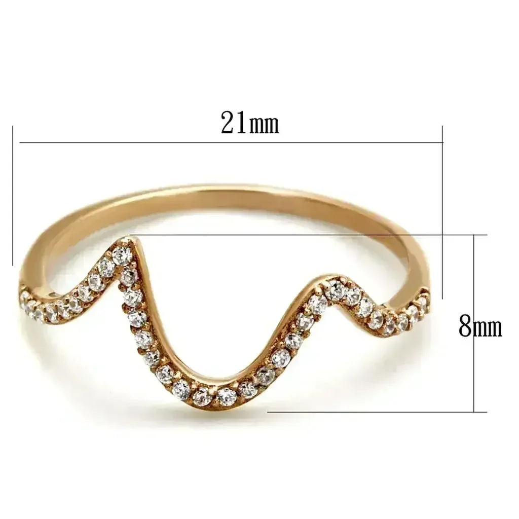TS280 Bague en argent sterling plaqué or rose – Solitaire avec ZC clair AAA