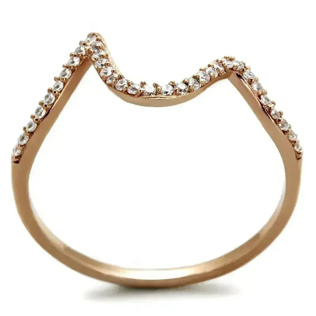 TS280 Bague en argent sterling plaqué or rose – Solitaire avec ZC clair AAA