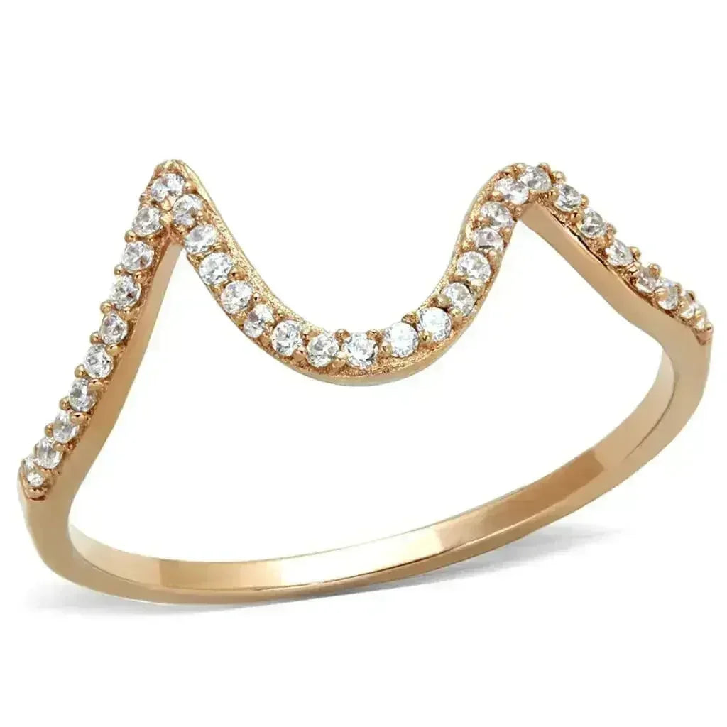TS280 Bague en argent sterling plaqué or rose – Solitaire avec ZC clair AAA