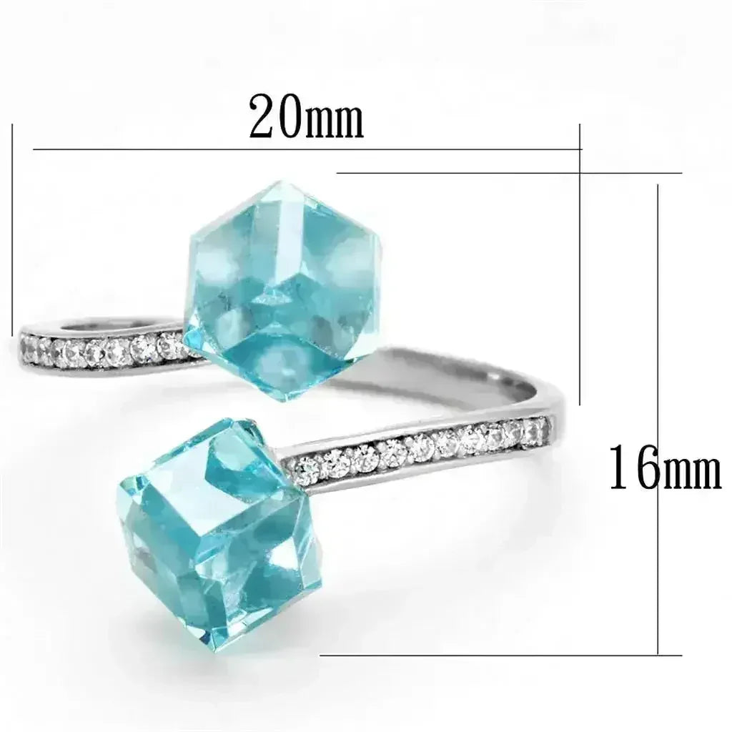 Bague en argent sterling rhodié TS317 – CZ bleu marine AAA
