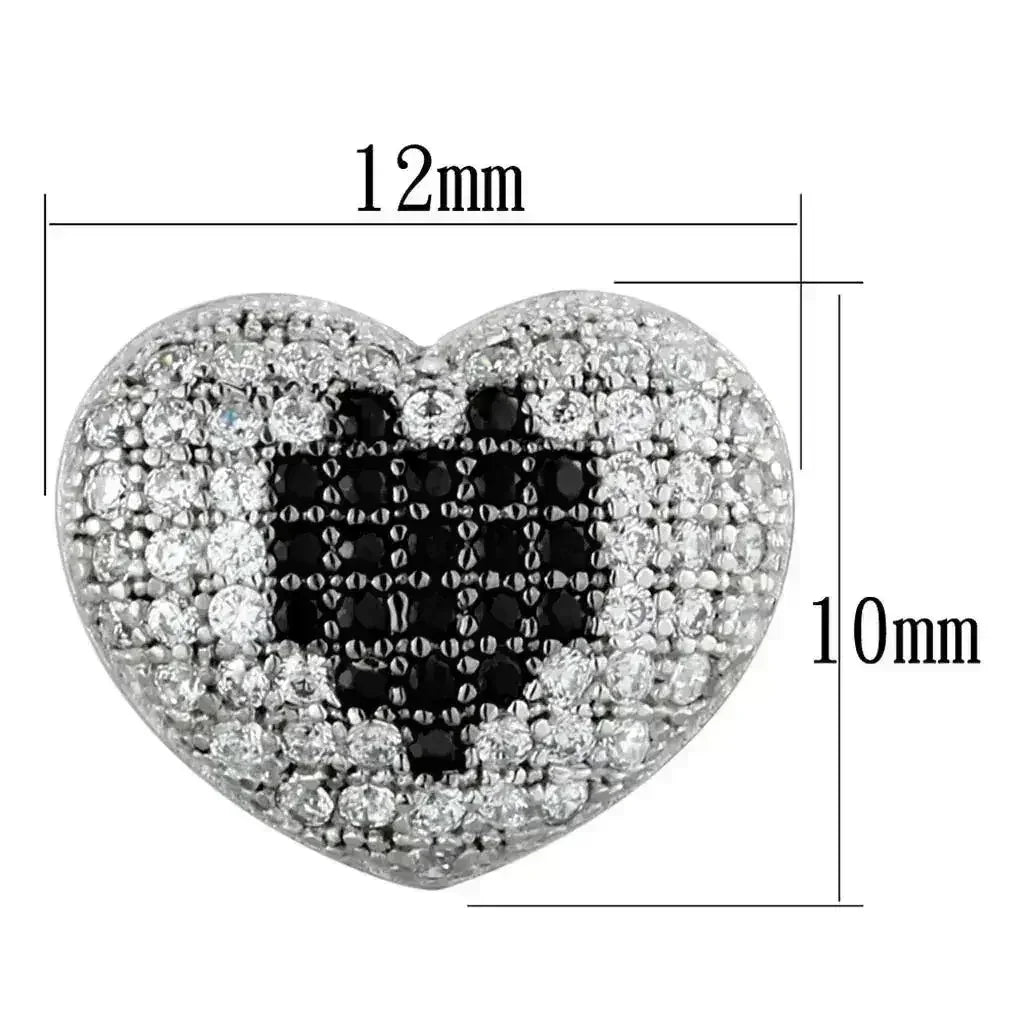Boucles d'oreilles en argent sterling avec oxydes de zirconium noirs – TS483 – Femstylo