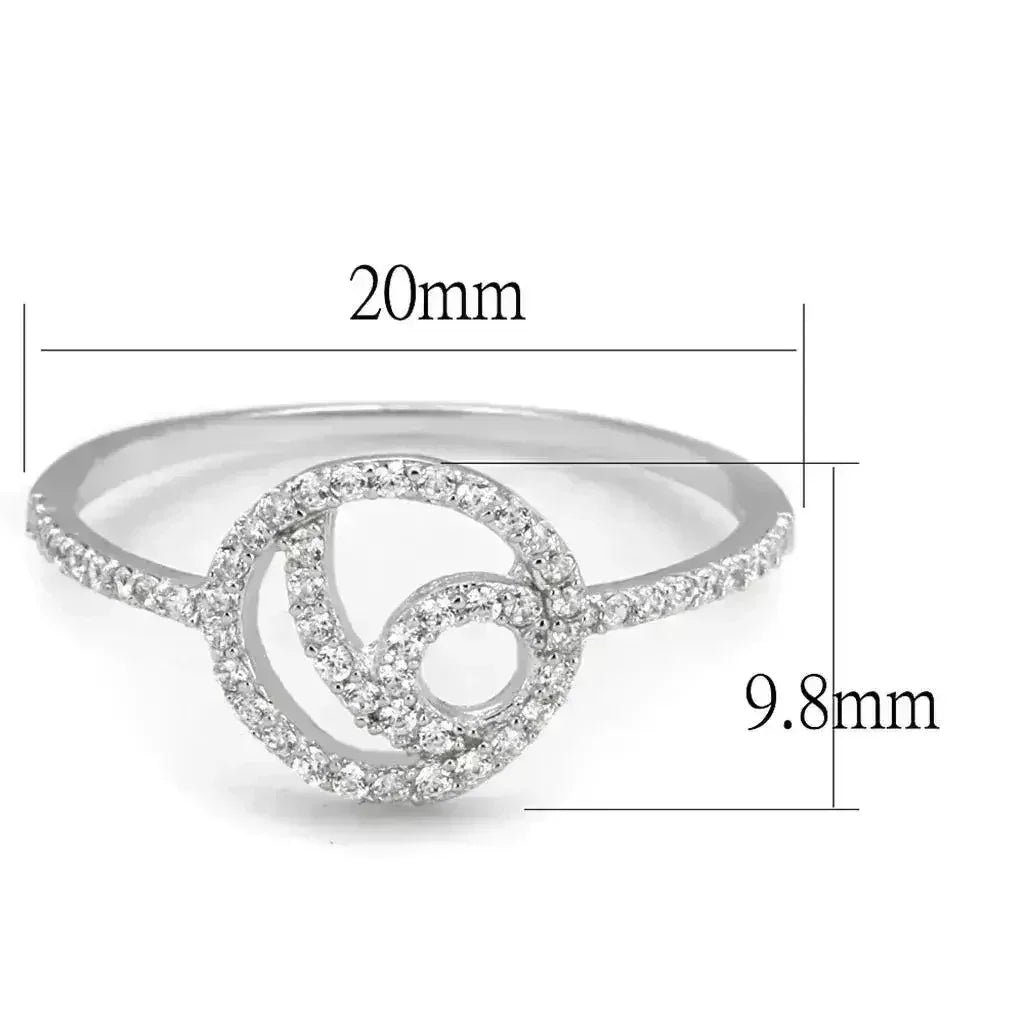 Bague en argent sterling rhodié TS519 – Solitaire en oxyde de zirconium transparent AAA