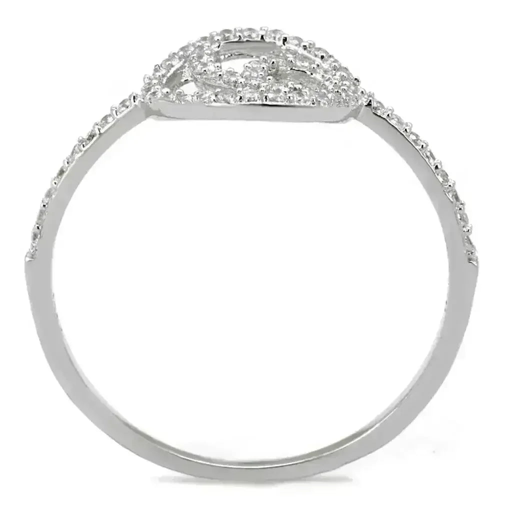 Bague en argent sterling rhodié TS519 – Solitaire en oxyde de zirconium transparent AAA