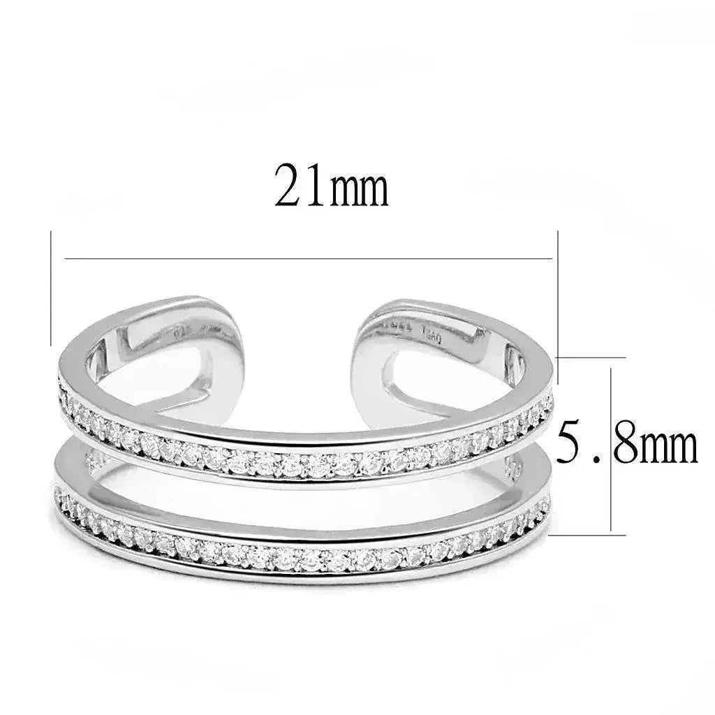 Bague solitaire TS605 en argent sterling rhodié – zircon cubique transparent AAA