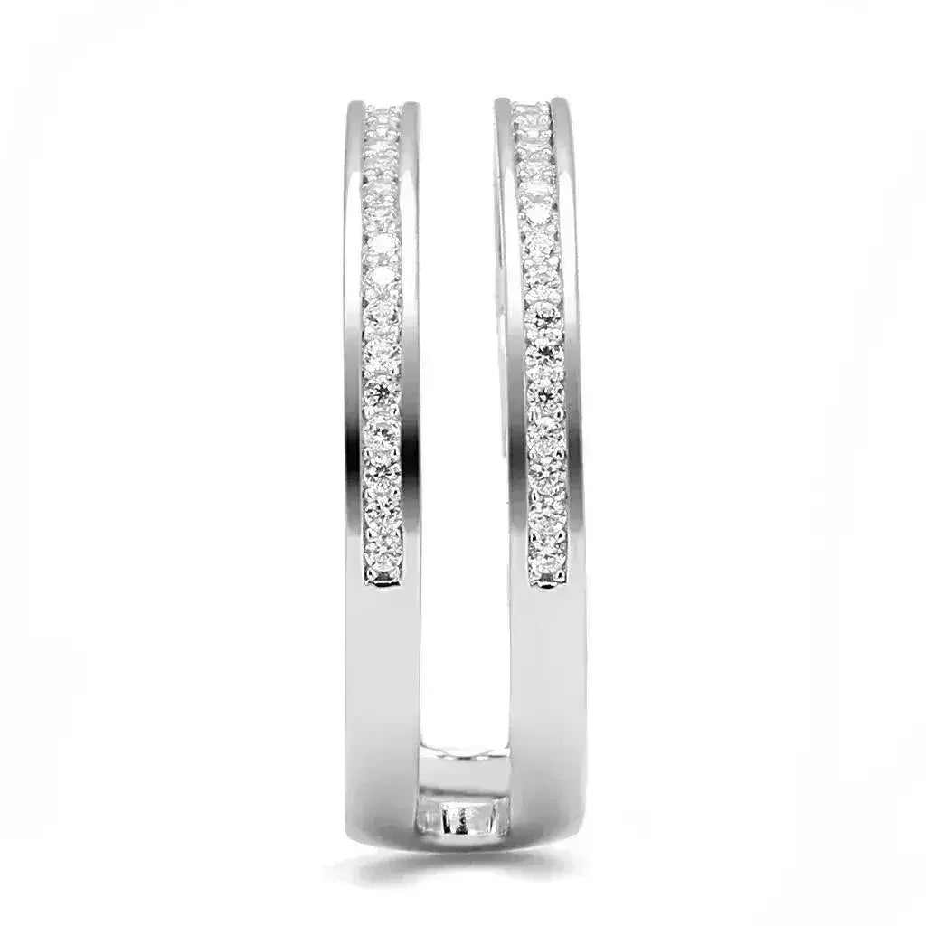 Bague solitaire TS605 en argent sterling rhodié – zircon cubique transparent AAA