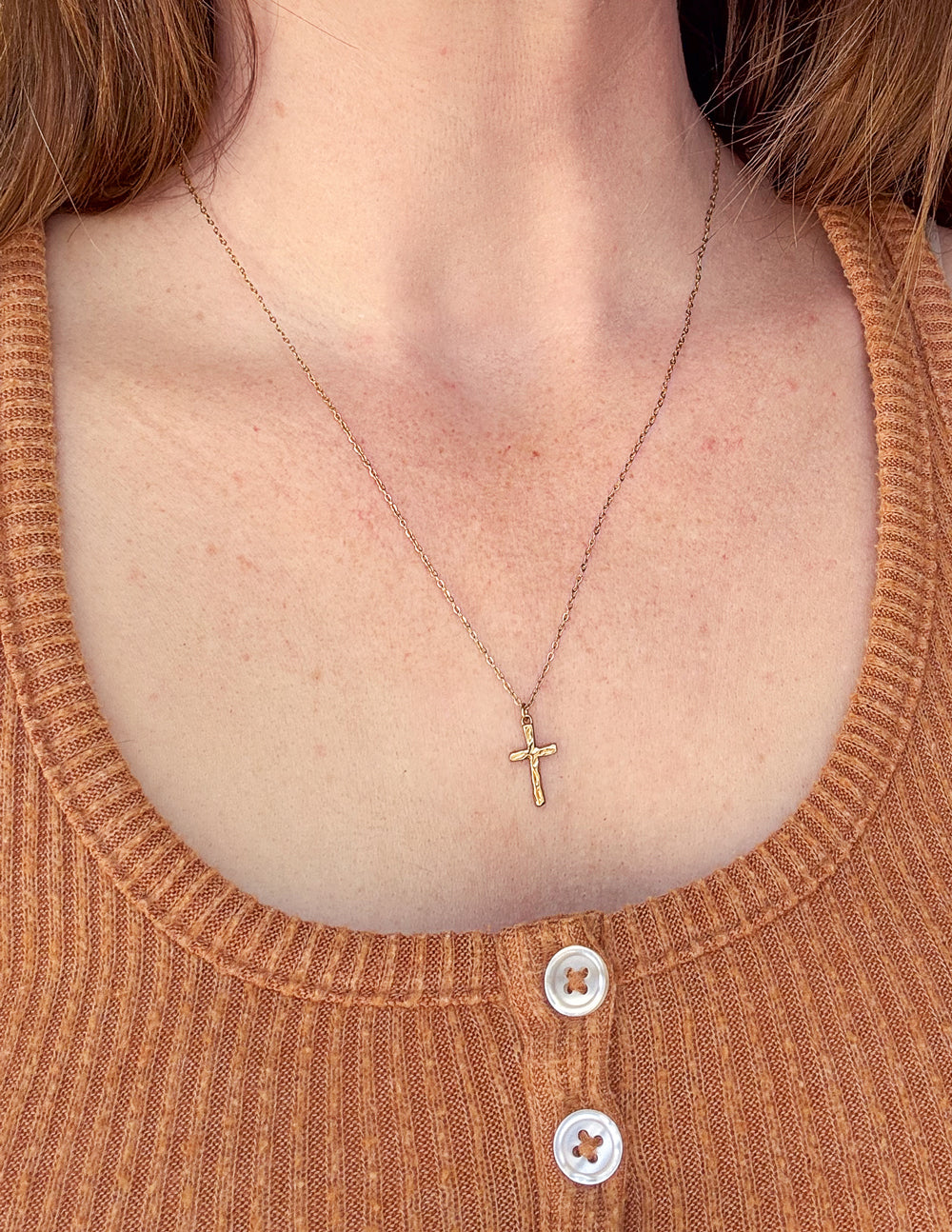 Collier Croix Texturé