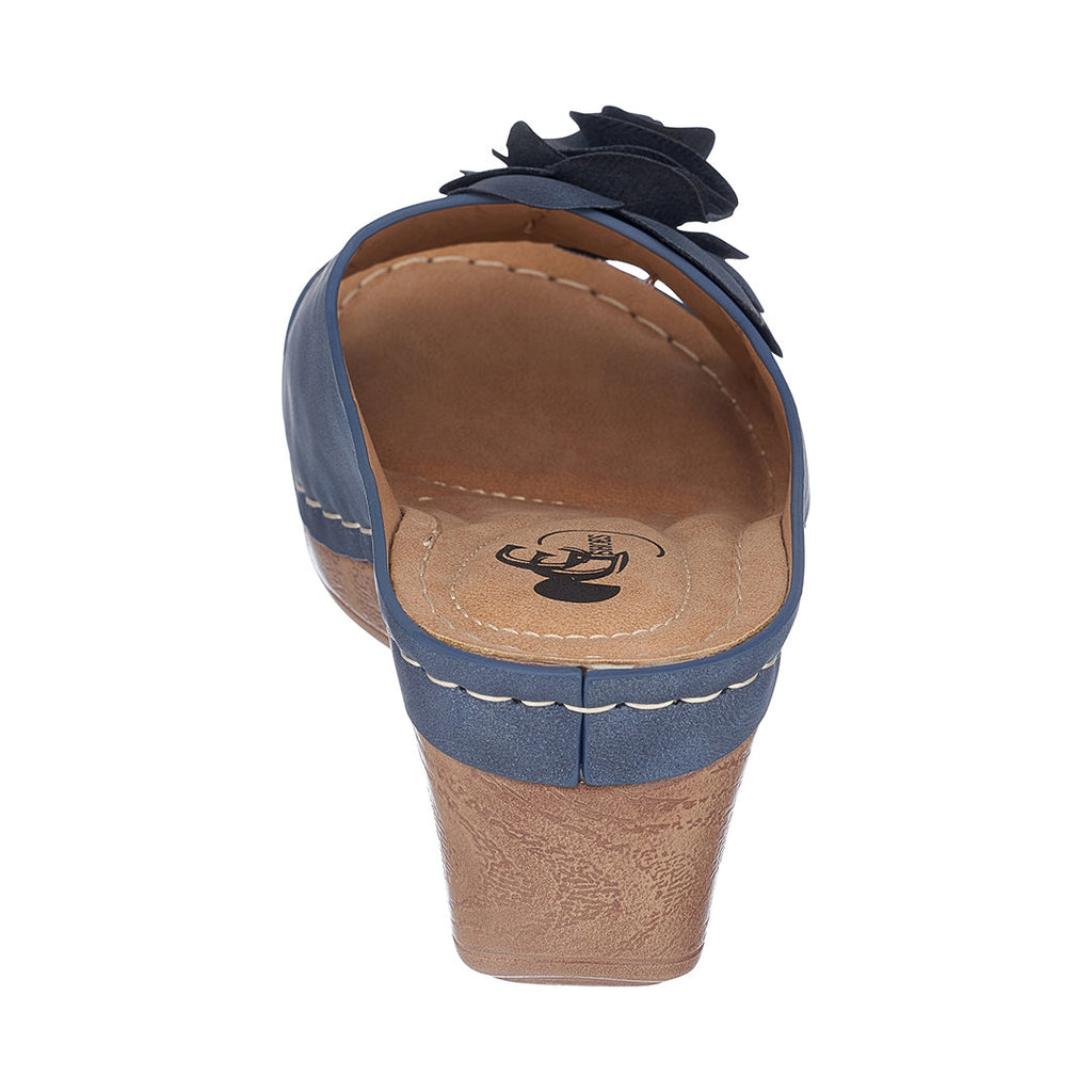 Sandales compensées Tokyo bleu marine pour femme