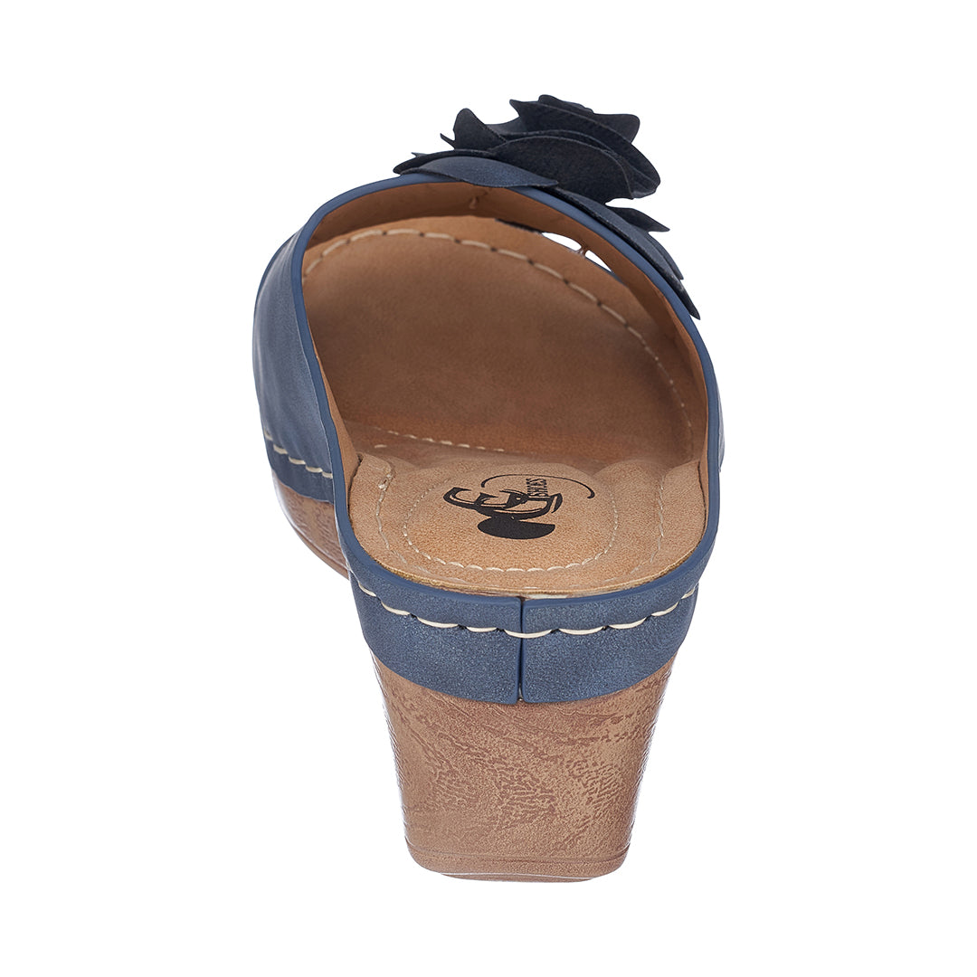 Sandales compensées Tokyo bleu marine pour femme