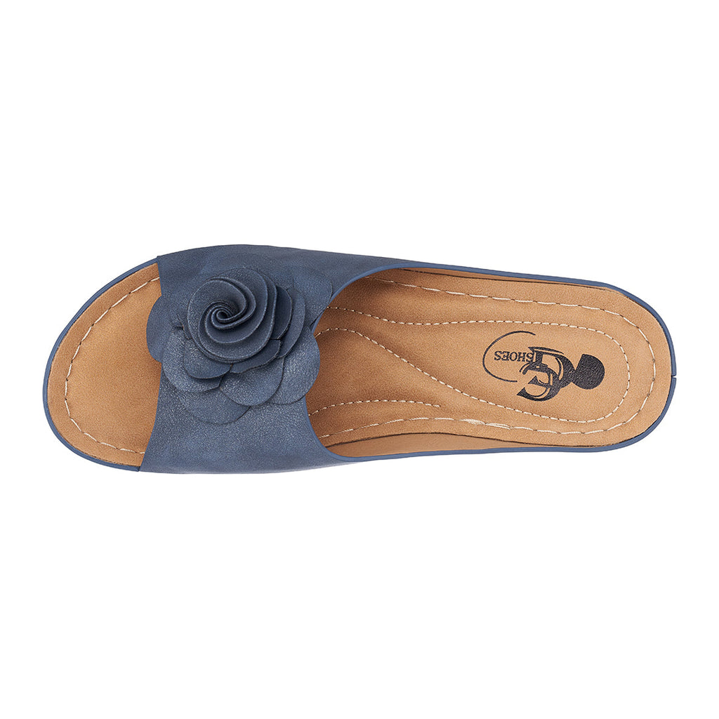 Sandales compensées Tokyo bleu marine pour femme