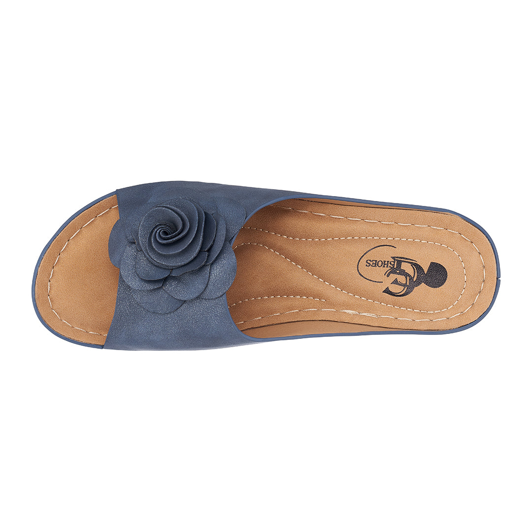 Sandales compensées Tokyo bleu marine pour femme