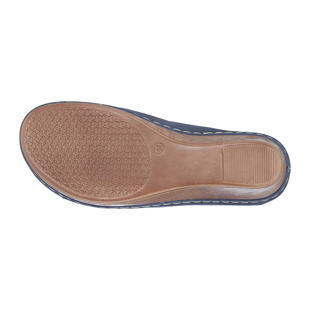 Sandales compensées Tokyo bleu marine pour femme
