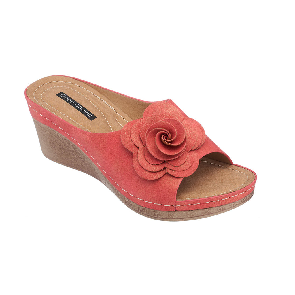 Sandales compensées corail Tokyo pour femme