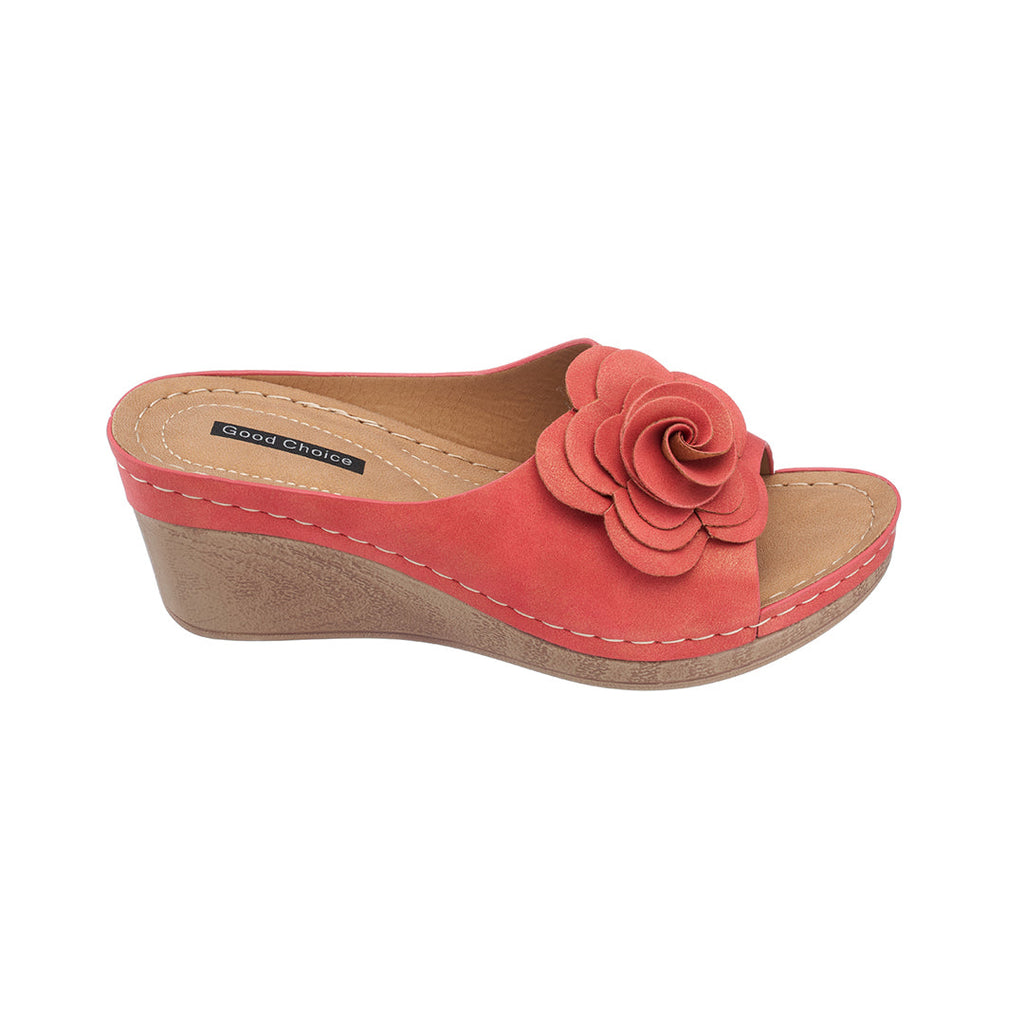 Sandales compensées corail Tokyo pour femme