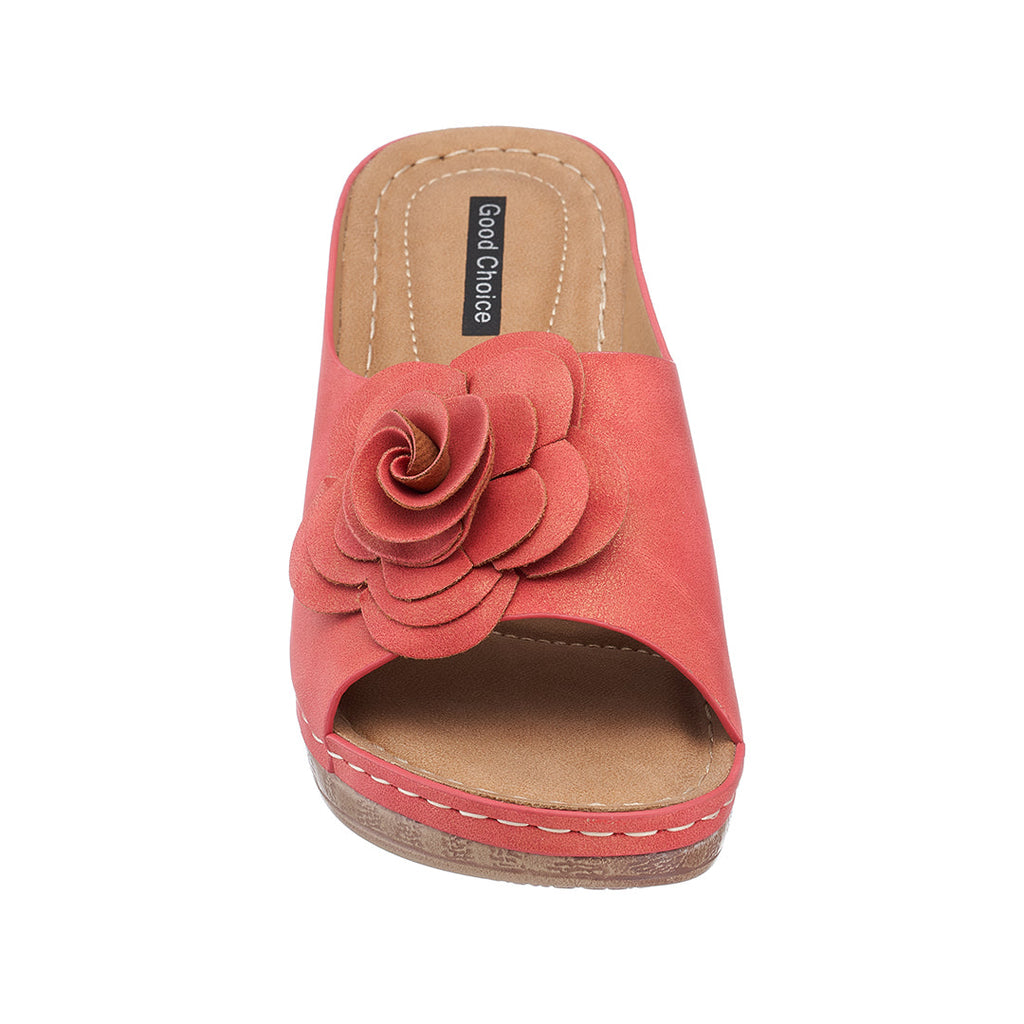 Sandales compensées corail Tokyo pour femme