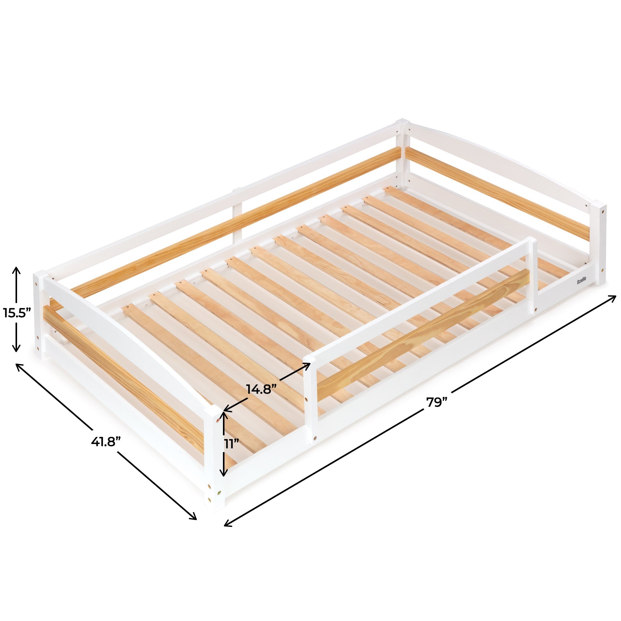 Lit au sol double pour enfants avec barrières de sécurité - Inspiré Montessori