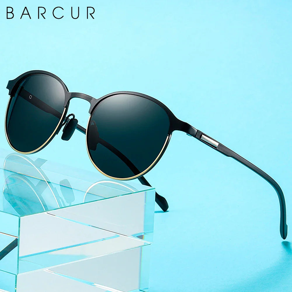 BARCUR Lunettes de soleil tendance pour femmes, monture ronde polarisée – Lunettes de soleil élégantes et intemporelles pour la conduite et le style décontracté – Protection UV400, verres antireflets