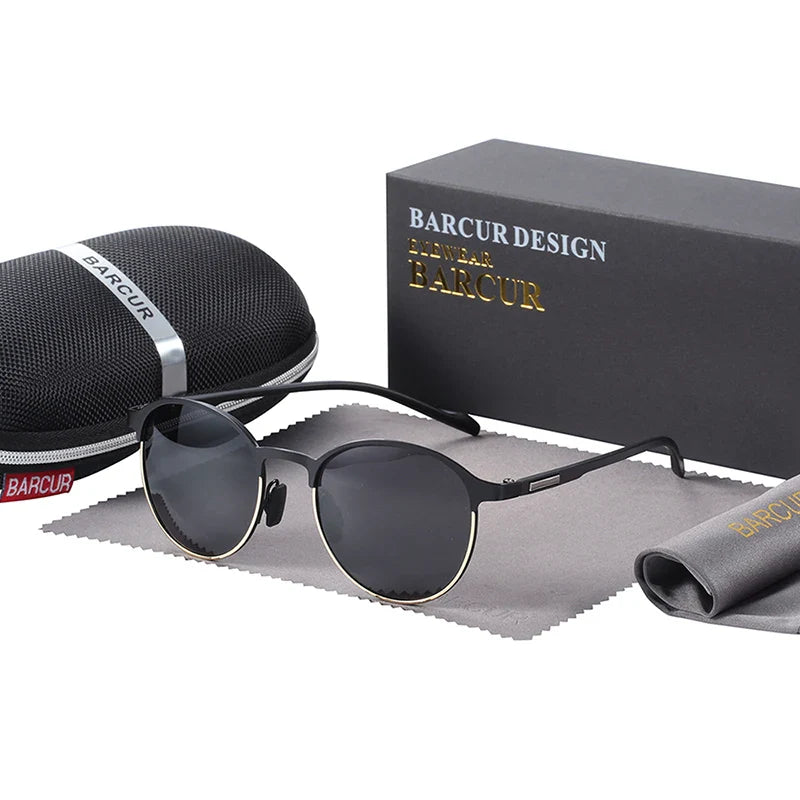 BARCUR Lunettes de soleil tendance pour femmes, monture ronde polarisée – Lunettes de soleil élégantes et intemporelles pour la conduite et le style décontracté – Protection UV400, verres antireflets