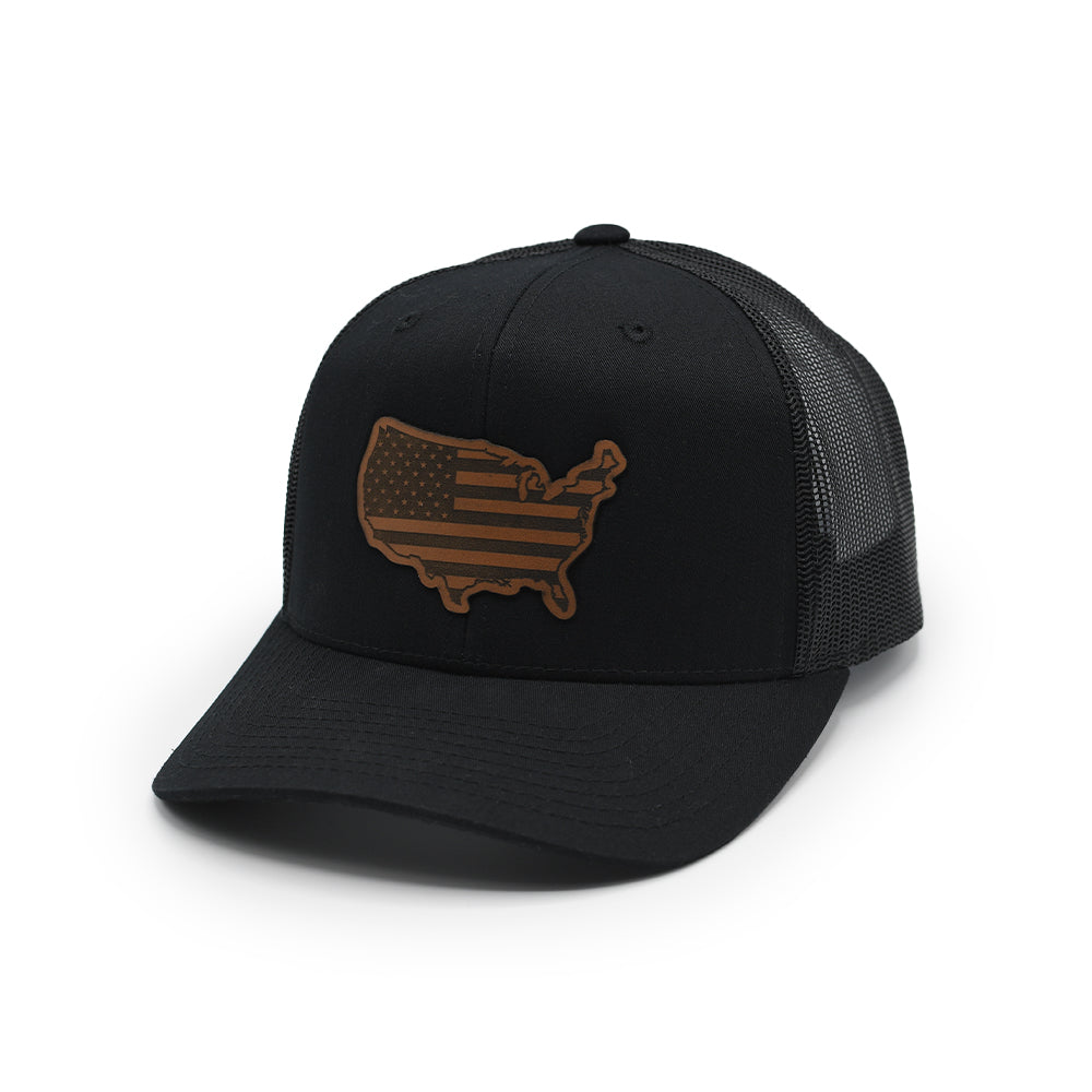 Casquette en cuir avec drapeau américain
