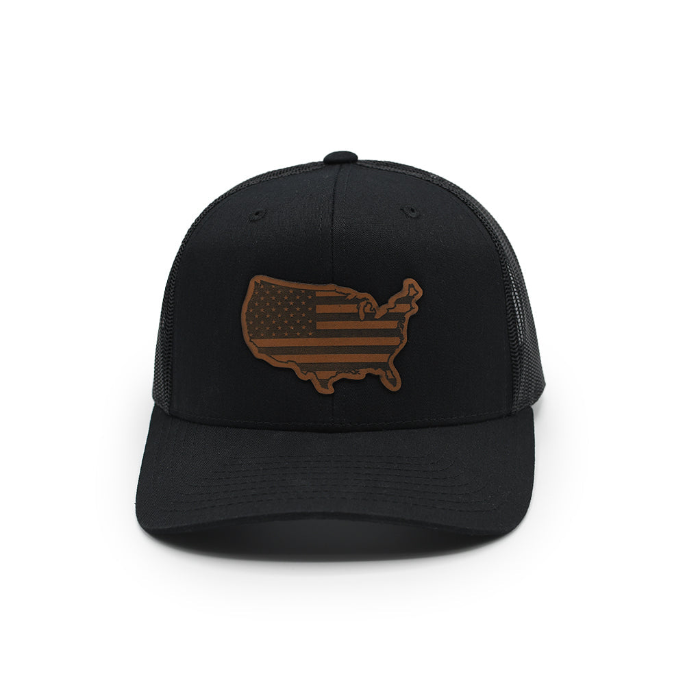 Casquette en cuir avec drapeau américain