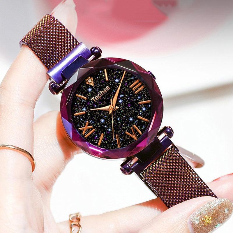Nouvelles montres de luxe STEVVEX pour femme, montre-bracelet à quartz à ciel étoilé magnétique, style tendance pour femmes et jeunes filles