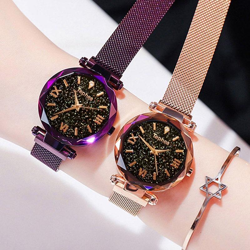 Nouvelles montres de luxe STEVVEX pour femme, montre-bracelet à quartz à ciel étoilé magnétique, style tendance pour femmes et jeunes filles
