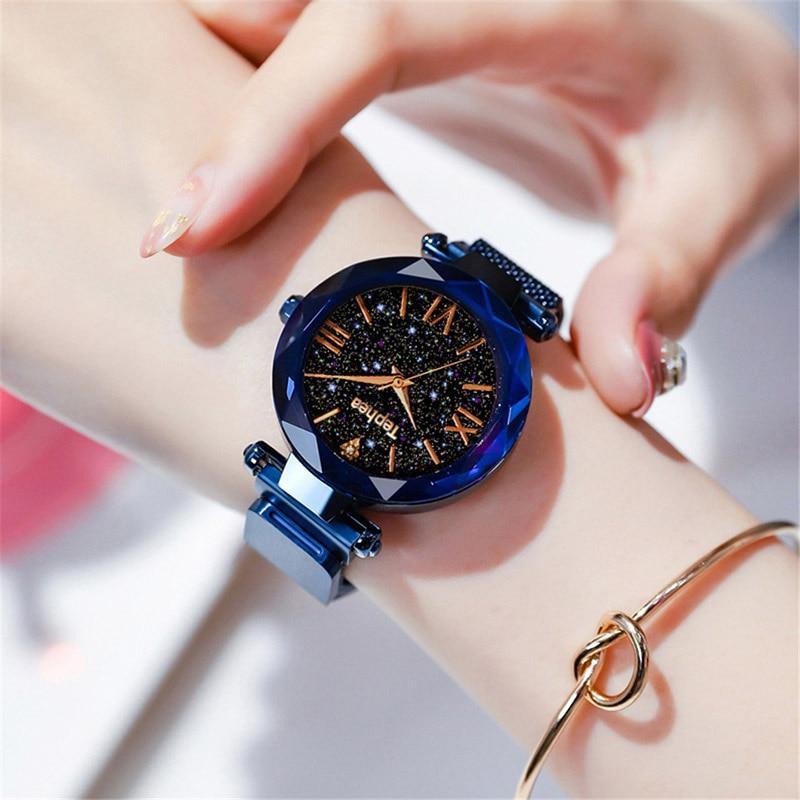 Nouvelles montres de luxe STEVVEX pour femme, montre-bracelet à quartz à ciel étoilé magnétique, style tendance pour femmes et jeunes filles