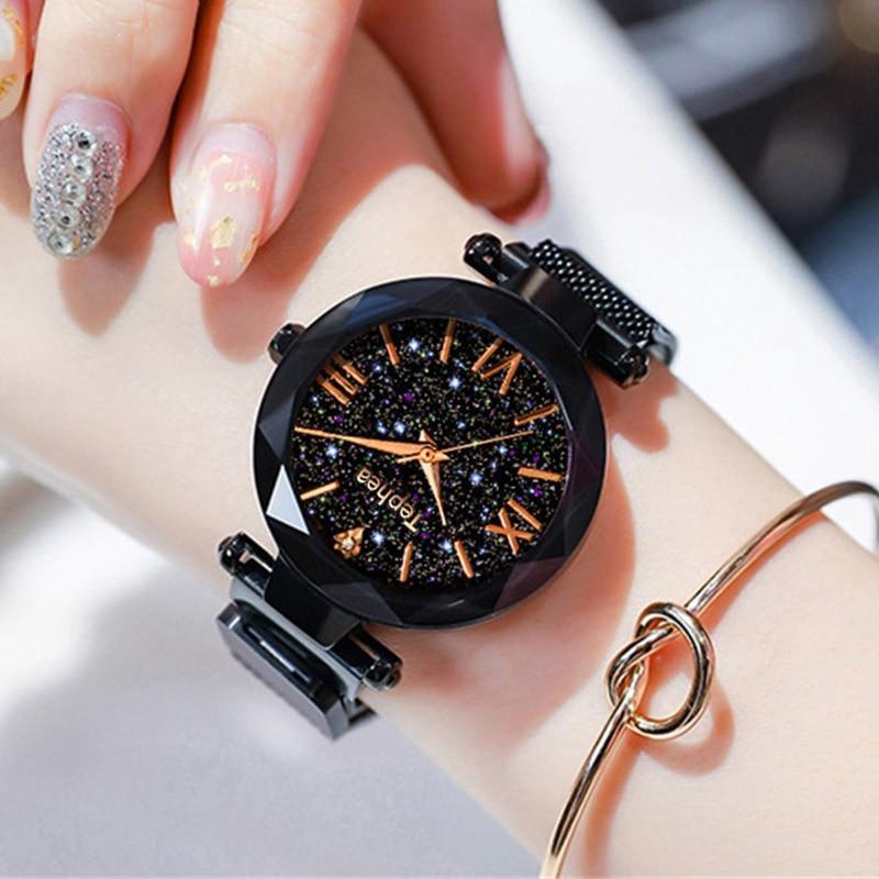 Nouvelles montres de luxe STEVVEX pour femme, montre-bracelet à quartz à ciel étoilé magnétique, style tendance pour femmes et jeunes filles