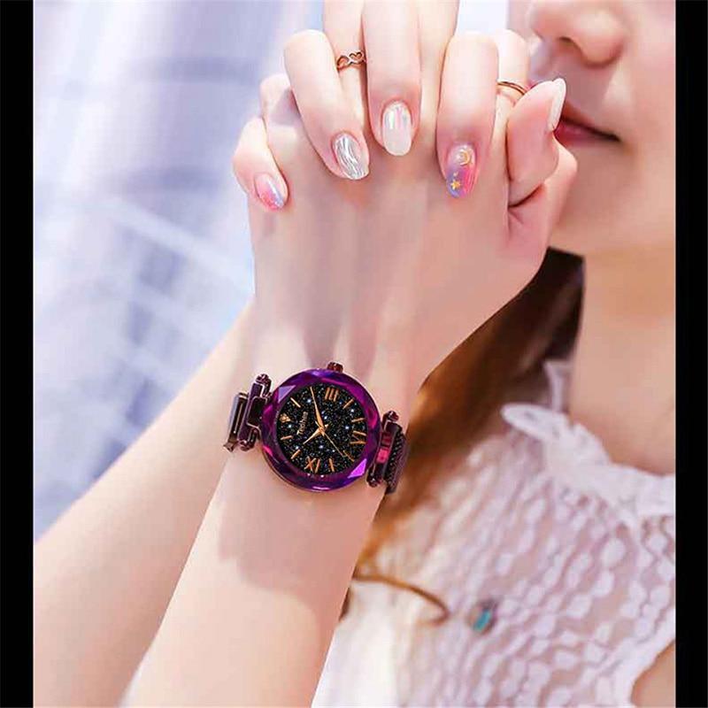 Nouvelles montres de luxe STEVVEX pour femme, montre-bracelet à quartz à ciel étoilé magnétique, style tendance pour femmes et jeunes filles
