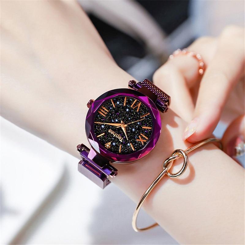 Nouvelles montres de luxe STEVVEX pour femme, montre-bracelet à quartz à ciel étoilé magnétique, style tendance pour femmes et jeunes filles