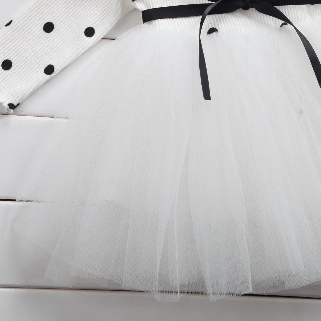 Robe de princesse à manches longues pour bébé fille, vêtements pour nouveau-né, avec nœud et pois, tutu, robe de soirée, vêtements pour bébé fille, style élégant