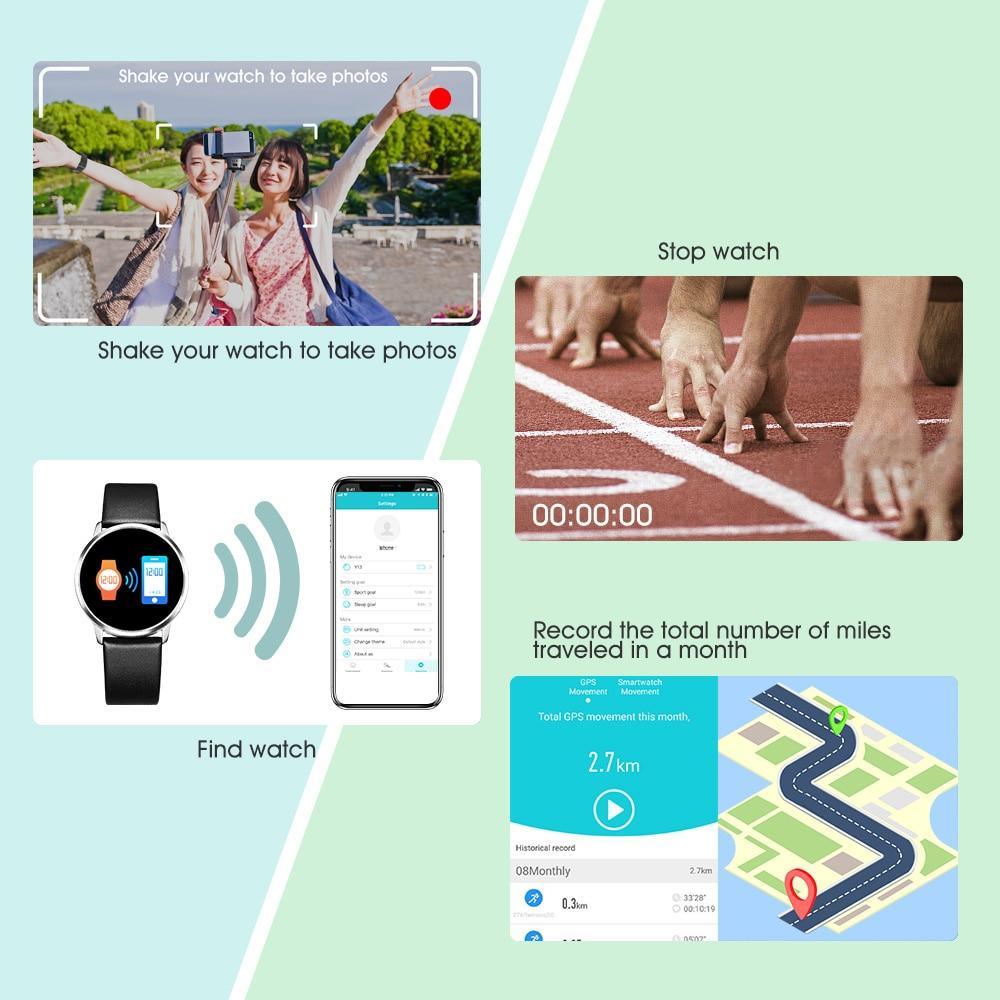 Montre Intelligente Tendance Luxe avec Écran LED Couleur Smartwatch Femme Moniteur de Fréquence Cardiaque Suivi d'Activité Physique