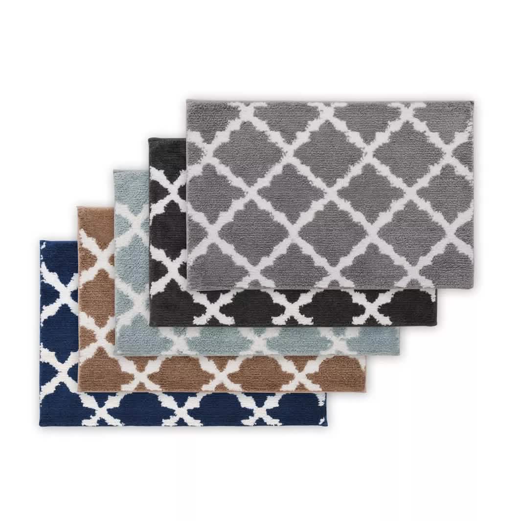 Tapis de bain Bibb Home 1 ou 2 paquets, motif treillis micro shaggy, 43 x 61 cm