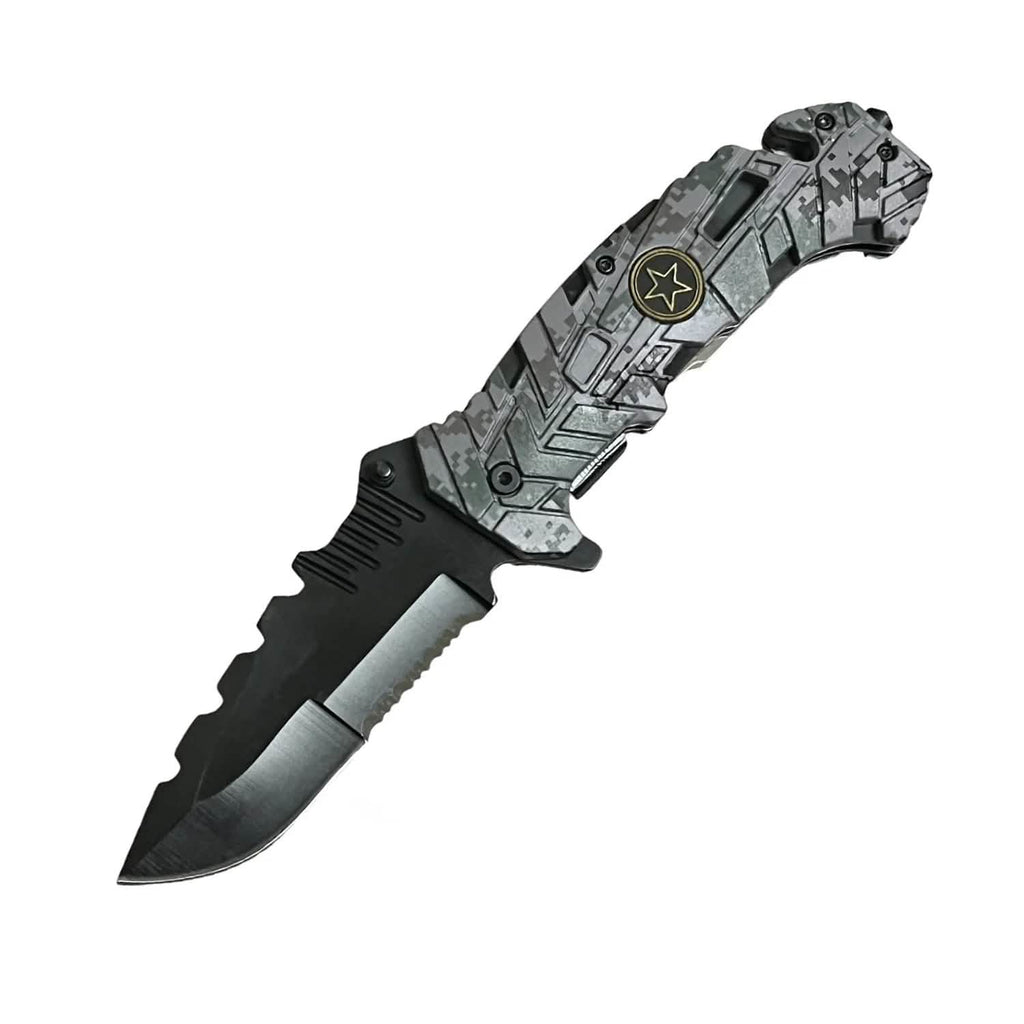 Lot de 2 : Couteau de 12,7 cm à ouverture assistée avec manche en fibre de nylon camouflage